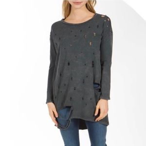 PPLA Jagger Gray Distressed Long Sleeve Tunic